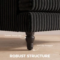 HOMCOM Corduroy Single Sofa Armchair, Modern Accent Chair with Stripes, Turned Legs and Wide Seat, Black(m-5)