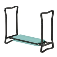 Outsunny Tabouret de Jardin Pliable agenouilloir de Jardin siège Jardinage avec Coussin Acier EVA Noir Vert(m-11)