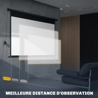 HOMCOM Écran de projection motorisé 120 pouces, 16:9 4K HD, fixation mural ou plafond avec télécommande, 297x8x183cm(m-6)