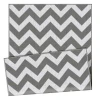 Outsunny Outdoor Rug Reversible Mat Plastic Straw Rug Portable RV Camping Mat for Garden Deck Picnic Indoor, 121 x 182 cm (4 x 6 ft), Light Grey & White(m-15)