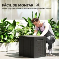 Outsunny Baúl de Almacenaje Exterior de Polipropileno Impermeable con Asas y Soporte para Candado 56x41x50 cm Negro(m-4)