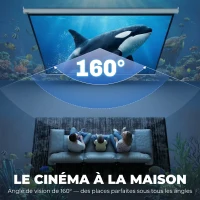 HOMCOM Écran de Projection 120" 4:3 HD 4K, Boîtier en Métal, Écran Hauteur Réglable Manuellement, 244x183cm, Blanc(m-5)