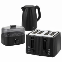 HOMCOM 1,7 l snelkookwaterkoker en 4-sneetjes-toaster-set, eierkoker voor 6 eieren met controlelampje Zwart(m-1)