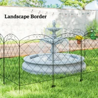 Outsunny Steel Decorative Swirls Outdoor Picket Fence Panels Set of 4, Black(m-7)