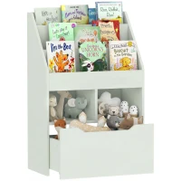 HOMCOM Bibliothèque étagère Multi-Rangement 3 étagères 2 niches Grand tiroir en bois Vert clair(m-11)