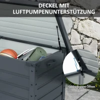 Outsunny Outdoor Aufbewahrungsbox Gartenbox Kissenbox, wetterbeständig, 4 Rollen, 100 cm x 62 cm x 65 cm, Dunkelgrau(m-6)
