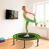 SPORTNOW Cama Elástica Fitness Ø114 cm con Marco de Acero Reforzado para Entrenamiento Piernas Cuerpo Verde y Negro(m-8)