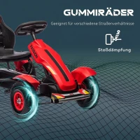 HOMCOM Gokart Tretauto mit Handbremse, verstellbarem Sitz, Vor- und Rückwärtsgang, bis 50kg für Kinder 5-12 Jahren Rot(m-6)