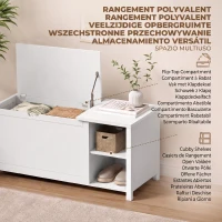 HOMCOM Schuhbank mit verstellbarem Einlegeboden und Klappfach, Schuhaufbewahrungsbank, Weiß(m-4)