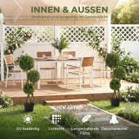 HOMCOM Künstlicher Buchsbaum, Kunstpflanze, realistisches Aussehen, Outdoor, Grün + Schwarz(m-5)