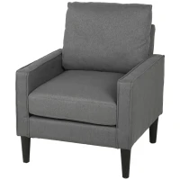HOMCOM Accent Chair, Removable Pillow Linen Armchair with Comfy Spring Cushion for Living Room, Bedroom, Study, Dark Grey(m-15)
