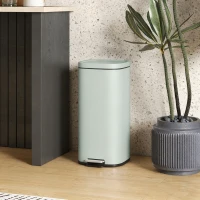 HOMCOM 30L Kitchen Bin, Compact Pedal Bin with Soft-Close and Stay-Open Lid, Removable Bucket for Kitchen, Home, Office, Green(m-10)