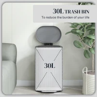 HOMCOM 30 Litre Pedal Bin, Fingerprint Proof Kitchen Bin with Soft-close Lid, Metal Rubbish Bin with Foot Pedal and Removable Inner Bucket, Grey(m-4)