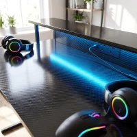 HOMCOM Two-Level LED Gaming Desk - Black(m-12)