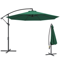 Outsunny Ombrellone da Giardino 3x2.5 m, Inclinabile con Base a Croce e Manovella, in Acciaio e Poliestere