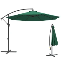 Outsunny Ombrellone da Giardino 3x2.5 m, Inclinabile con Base a Croce e Manovella, in Acciaio e Poliestere(m-1)