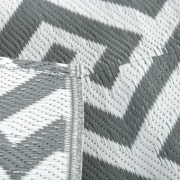 Outsunny Outdoor Rug Reversible Mat Plastic Straw Rug Portable RV Camping Mat for Garden Deck Picnic Indoor, 152 x 243 cm (5 x 8 ft), Light Grey & White(m-10)