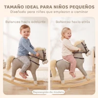 AIYAPLAY Caballo Balancín con Sonidos y Asas de Seguridad Base de Madera para Niños de 12 a 36 Meses Gris(m-6)