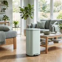 HOMCOM 30L Küchenmülleimer Pedaleimer mit Deckel, Soft-Close- und Offenhalte-Funktion für Küche, Zuhause(m-8)
