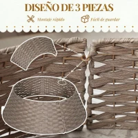 HOMCOM Falda para Árbol de Navidad Rústico Diseño Tejido Cubre Pie para Árbol de Navidad para Fiestas Ø68x22 cm Café(m-6)
