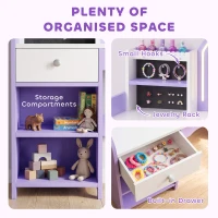 AIYAPLAY Kids Vanity Set, Girls Dressing Table with Stool, 2-Colour Lights Mirror, Pretend Dresser Gift for Ages 3-8, Purple(m-5)
