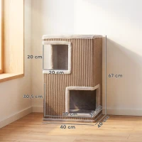 PawHut Tonel para gatos de 3 andares para interior, toca semi-fechada com superfícies para arranhar por todo o lado, 2 tocas(m-3)