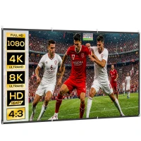 HOMCOM Ecran pentru Proiector 120" 16:9 HD 4K/8K Pliabil și Portabil, Anti-șifonare și Lavabil, Față Dublă, Alb(m-11)