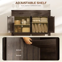HOMCOM Kitchen Cupboard, Sideboard with 4 Doors, 2 Drawers and 2 Adjustable Shelves for Dining Room, Dark Brown(m-5)