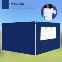 Outsunny 3 Meters Gazebo Replaceable Exchangeable Side Panel Wall Panels Walls With Window, Blue(m-5)