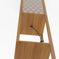 HOMCOM Duo Light Floor Shelves - Natural Wood Finish(m-13)