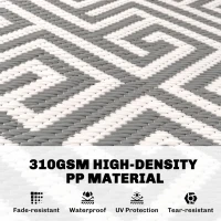 Outsunny Outdoor Rug Reversible Mat Plastic Straw Rug Portable RV Camping Mat for Garden Deck Picnic Indoor, 152 x 243 cm (5 x 8 ft), Light Grey & White(m-4)