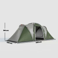 Outsunny Family Camping Tent 3000mm Waterproof Windproof Tunnel Tent 6 Person Two Bedrooms Green(m-3)