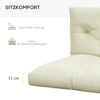 Outsunny Sitzpolster Sitzkissen Polsterauflage, mit Knopfheftung, 120 x 80 x 12 cm, Cremeweiß(m-5)