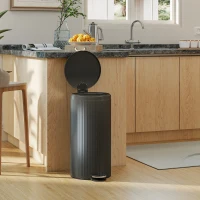HOMCOM Mülleimer 30 L Treteimer mit Softclose-Deckel und Pedal, Inneneimer Metall, Schwarz, 36 x 30 x 60,5 cm(m-8)