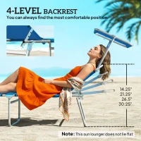 Outsunny Sun Lounger, with Adjustable Face Canopy - Bright Blue(m-4)