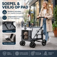 PawHut 2-in-1 Hondenbuggy met Afneembare Draagmand voor Honden en Katten tot 10 kg, Grijs(m-5)