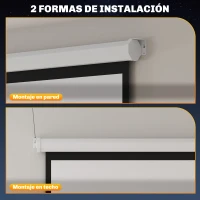 HOMCOM Pantalla Proyector de 84 Pulgadas Formato 4:3 4K Pantalla de Proyección Montaje en Pared o Techo Blanco(m-7)