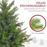 HOMCOM Weihnachtsbaum Künstlich 180 cm Christbaum mit 1821 Flammhemmenden Spitzen, Faltbarer Metallständer(m-5)