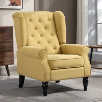 HOMCOM Wingback Accent Chair, Retro Upholstered Button Tufted Occasional Chair for Living Room and Bedroom, Yellow(m-2)