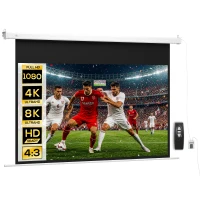 HOMCOM Beamer Leinwand 212 x 150 cm 120 Zoll 16:9 HD 4K Projektionsleinwand Elektrisch mit Fernbedienung, Weiß(m-12)
