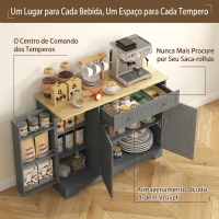 HOMCOM Aparador de Cozinha com 3 Prateleiras de Porta Gaveta e Prateleiras Ajustáveis para Sala de Jantar 105x40x83 cm Cinzento(m-4)
