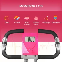 SPORTNOW Bicicletă Fitness Pliabil Magnetică a 8 Niveluri Con Afișaj Roz E Alb(m-4)