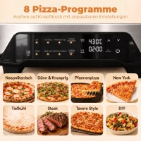 HOMCOM Piec do użytku wewnętrznego, 30,5 cm elektryczny piec do pizzy z 8 programami, 430 °C, timer, kamień ceramiczny, 2200 W(m-5)