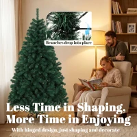 HOMCOM 6ft Artificial Christmas Tree, Fir Hinged Xmas Tree with 700 Branch Tips, Foldable Steel Stand, Green(m-6)