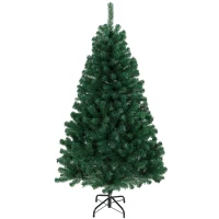 HOMCOM 5ft Artificial Christmas Tree, Fir Hinged Xmas Tree with 420 Branch Tips, Foldable Steel Stand, Green(m-1)