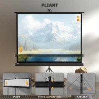 HOMCOM Écran de projection 84 pouces avec support trépied hauteur réglable, écran 4K HD 4:3, en intérieur/à l'extérieur(m-4)
