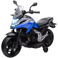 AIYAPLAY Moto Elettrica per Bambini 3-6 Anni Licenza Honda, 12V Doppi Motori, Rotelle, 3 km/h, Max 30kg, Blu(m-11)