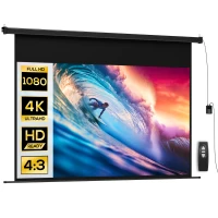 HOMCOM Écran vidéoprojecteur 100 Pouces, 16:9 4K HD montage mural ou plafond, panneau de commande et télécommande(m-11)