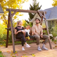 Outsunny Three-Seater Wooden Swing Bench(m-10)