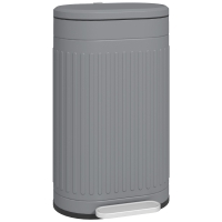 HOMCOM Mülleimer 30L Treteimer mit Deckel Fußpedal herausnehmbarem Inneneimer Soft-Close-Funktion 36,5 x 31,2 x 60,8 cm, Grau
